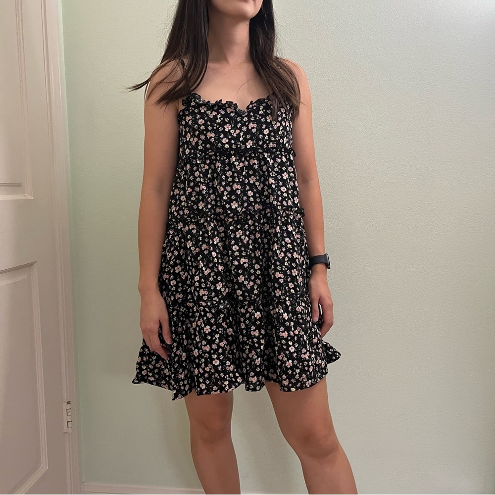 Ditsy Black Floral Print Dress